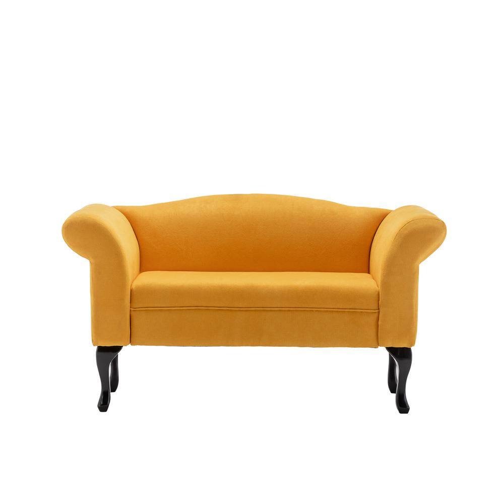Tidoin 52.76 in. Yellow Velet Upholstered 2Seater Loveseat with Wood