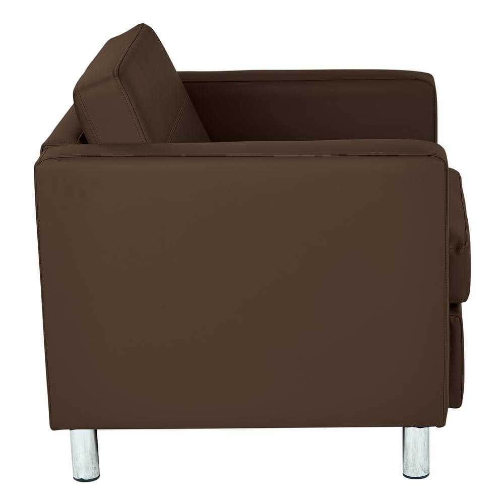 Java Brown Faux Leather Accent Chair with Metal Legs