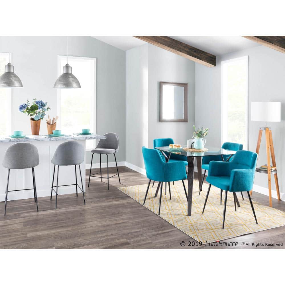 Teal & Black Contemporary Upholstered Side Chair with Metal Frame