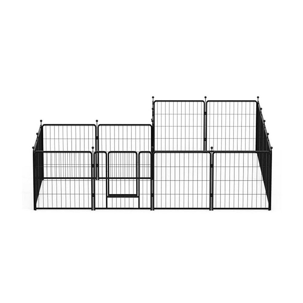 Dog Playpen, 24 in. H 16-Panels Fence Indoor Outdoor Heavy-Duty Metal Folda