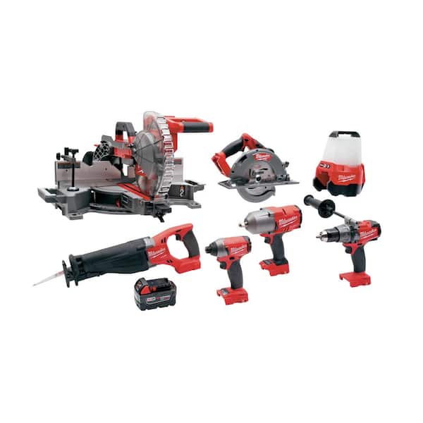 Milwaukee - M18 FUEL 18V Lithium-Ion Brushless Cordless 10 in. Dual Bevel Sliding Compound Miter Saw Kit W/(1) 9.0Ah Battery