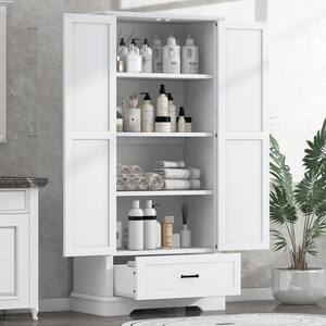 White 69.00 in. Accent Cabinet with 2 Doors, 1 Drawer and 3 Shelves 2 Adjustable