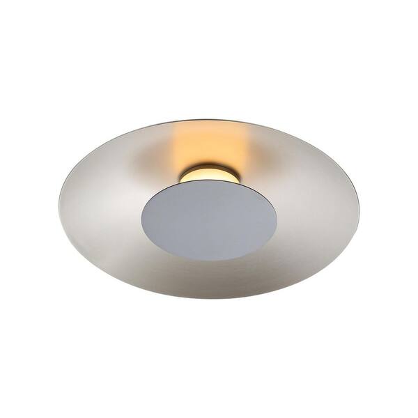 Golden Lighting - Luma 11.75 in. 12-Watt Soft Modern Sand Nickel Integrated LED Flush Mount with Graphite Shade