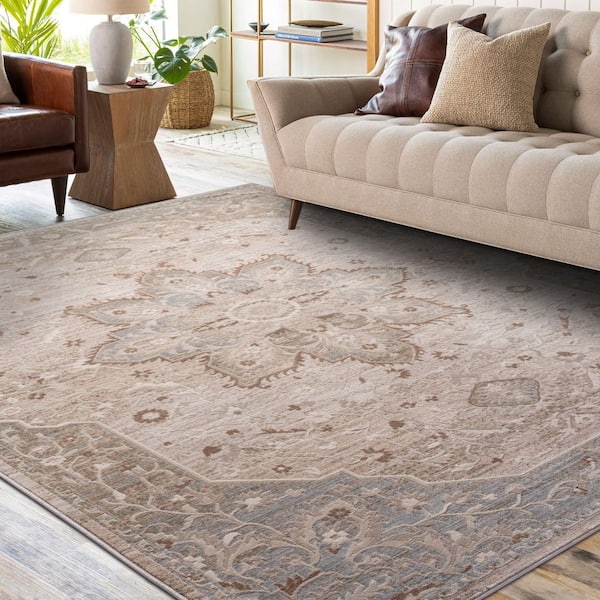 Solara 5 ft. x 8 ft. Ivory Medalion Area Rug