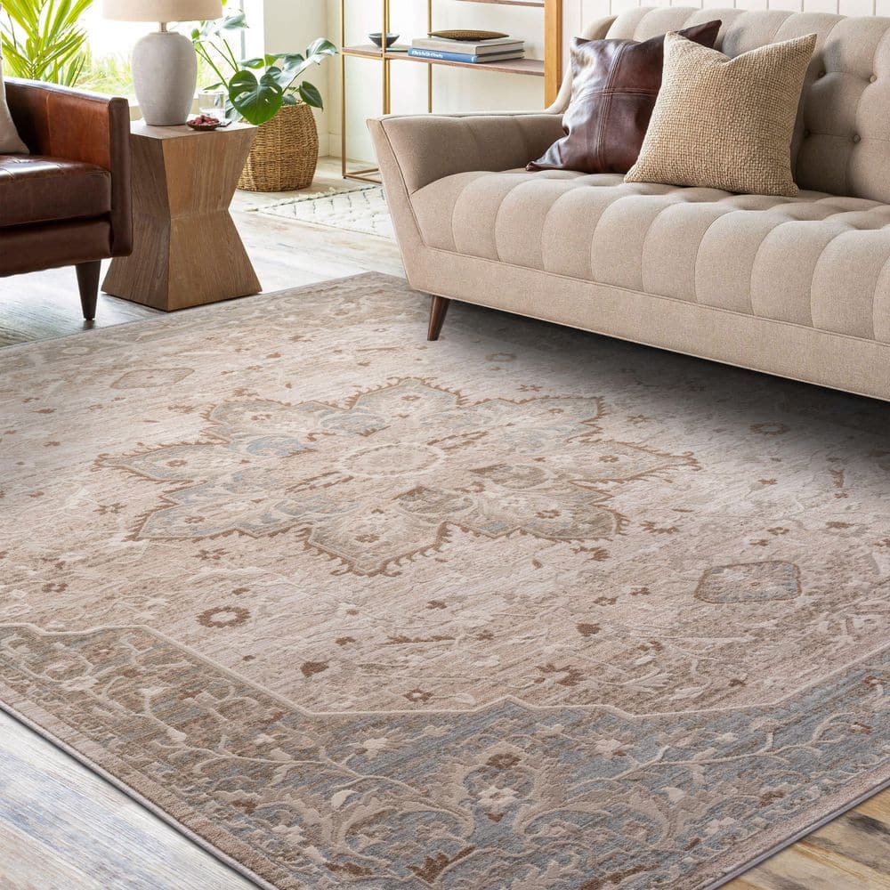 Home Decorators Collection 8 ft. x 10 ft. Ivory Solara Medalion Area Rug 76567