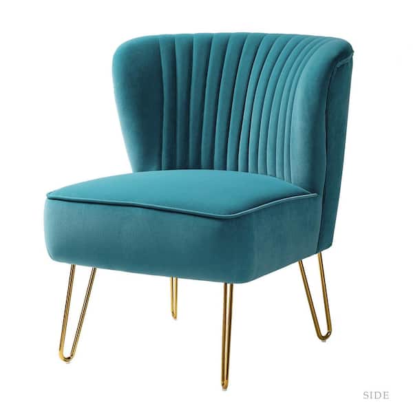 JAYDEN CREATION Alonzo Blue Side Chair with Tufted Back