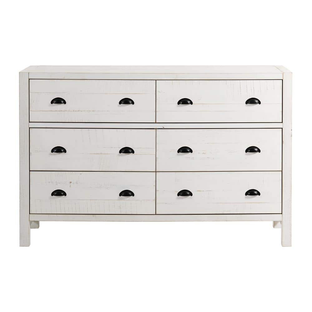 Driftwood White Pine 6-Drawer Double Nursery Dresser