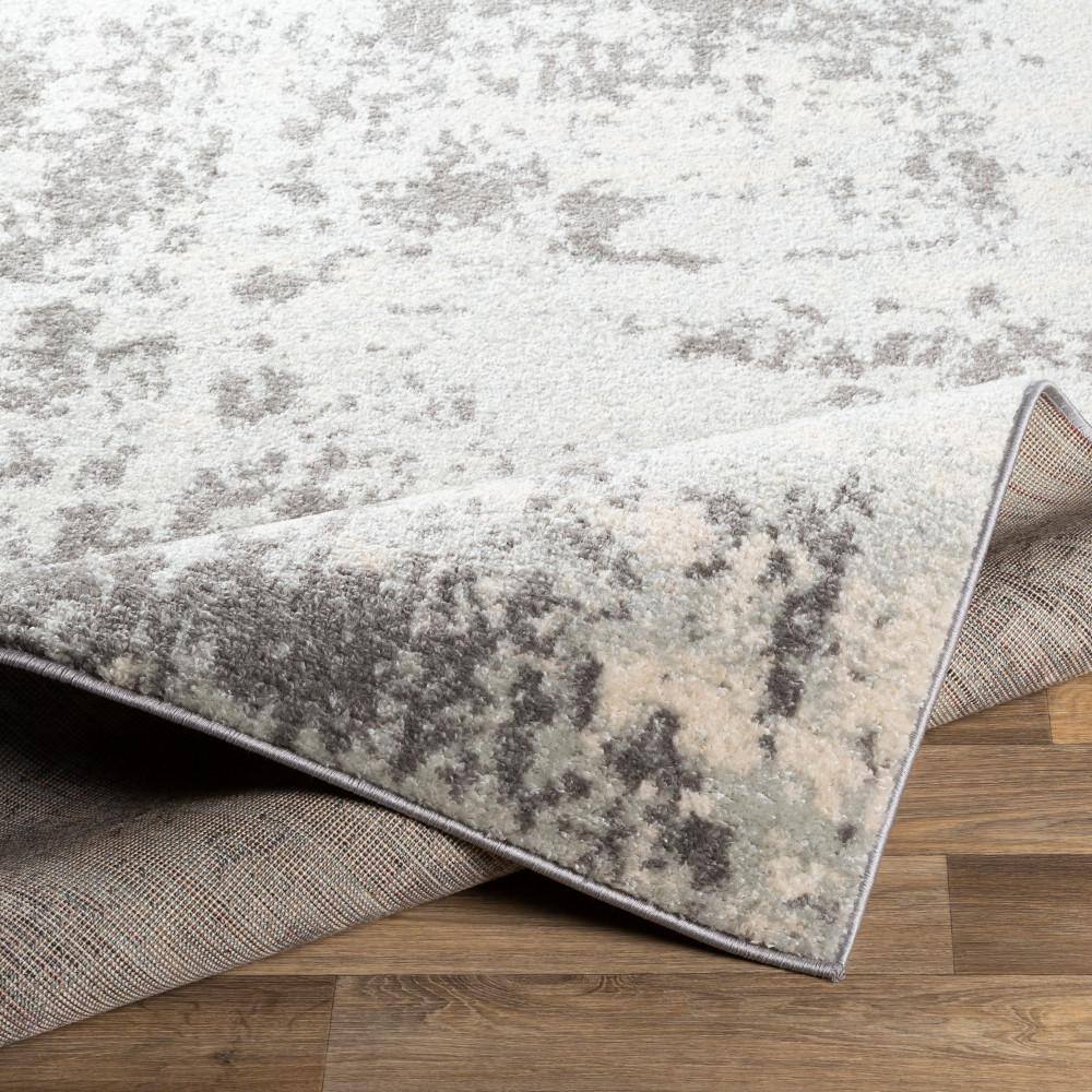 Medium Gray Abstract Synthetic Area Rug, 5'3" x 7'3"