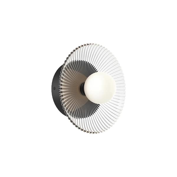 ALORA MOOD Hera 9-in 1 Light 9-Watt Matte Black/Clear Ribbed Glass Integrated LED Vanity Light