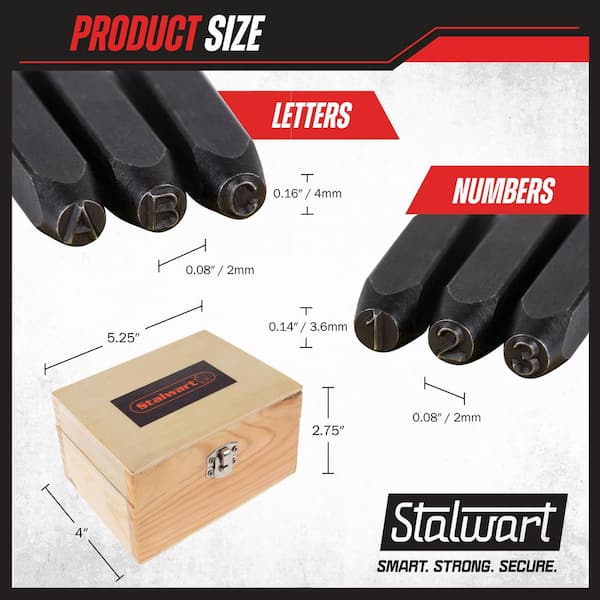 Stalwart 36-Piece Letter and Number Steel Punch Set with Wooden