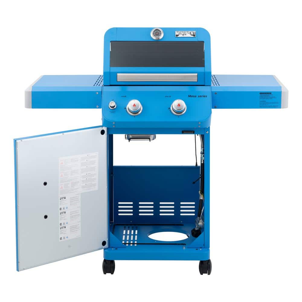 Blue 2-Burner Propane Gas Grill with Clear View Lid