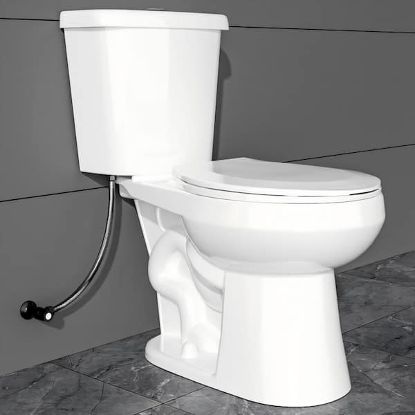 17 in. ADA Toilet 1.1/1.6 GPF Dual Flush Comfort Height 2-Piece Toilet Round Toilet White with Soft Close Toilet Seat