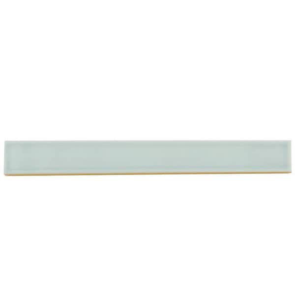 Horizonte 2 in. x 8 in. Glossy Pastel Light Blue Ceramic Subway Wall Tile Sample