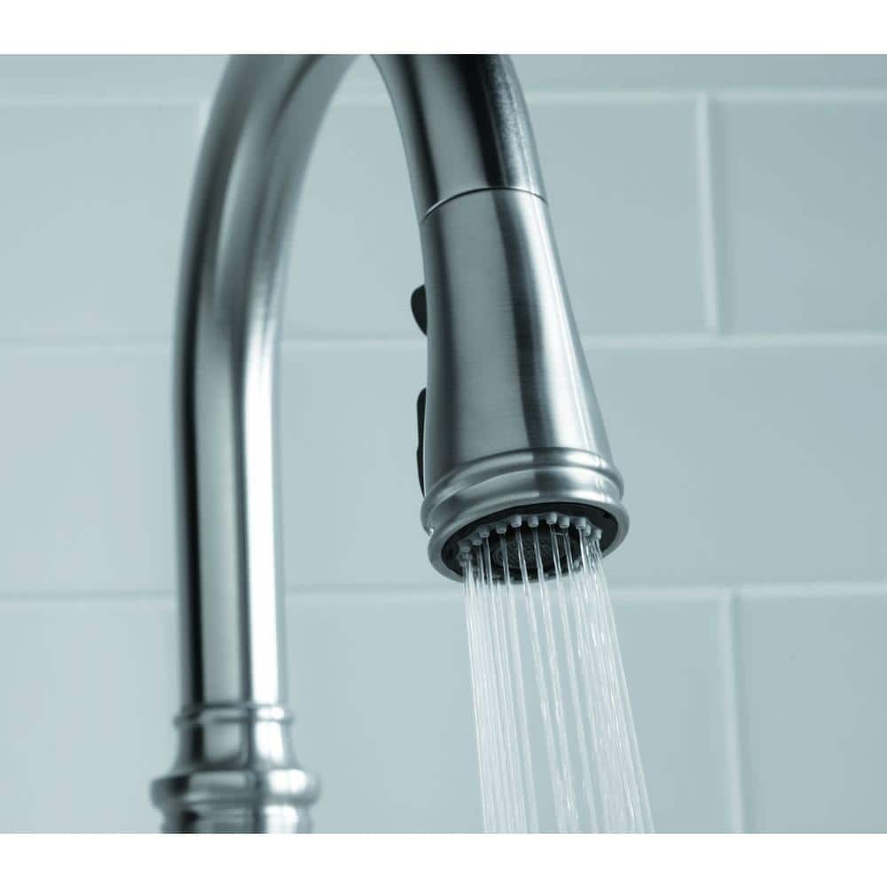 Vibrant Stainless Steel Pull-Down Kitchen Faucet with Spray