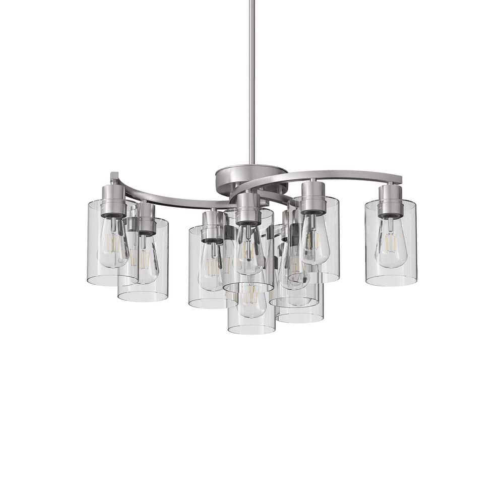 29.5 in. 9-Light Chrome Indoor Industrial Pendant Light with Clear Glass Shades, Adjustable Height Chandelier price history on PriceWatchPro