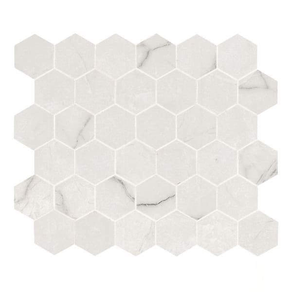 Apollo Tile White 12-in x 13-in Polished Recycled Glass Honeycomb Patterned Wall Tile (11.1-sq. ft/ Carton)