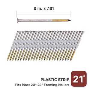 3 in. x 0.131-Gauge 21° Bright Finish Smooth Shank Plastic Strip Framing Nails (4000 per Box)