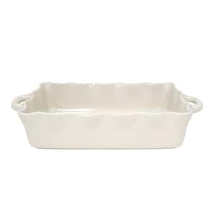 Cook and Host Ruffled 17.25 in. 169 fl. oz. Ivory Ceramic Stoneware Baker