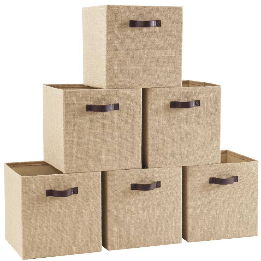 6 Pack Jute Storage Cube Bin Shelf Basket with Handles price history on PriceWatchPro