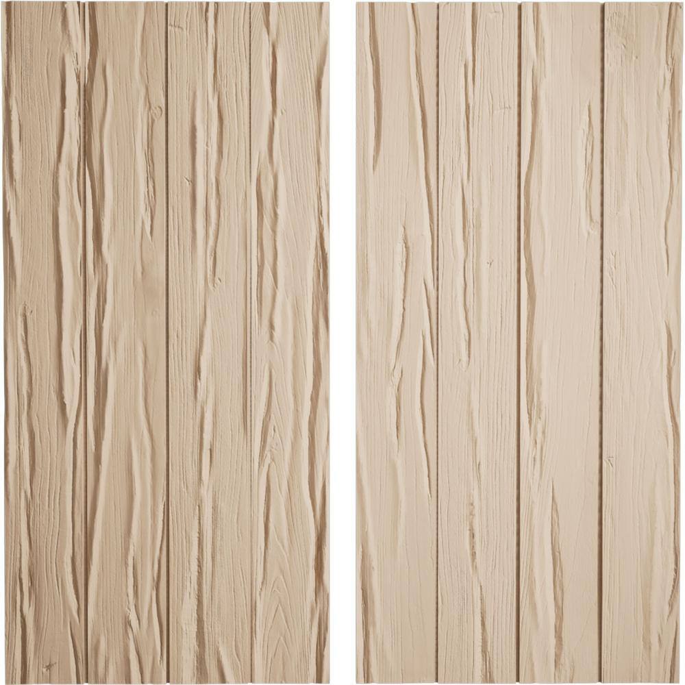 22 in. x 66 in. Timberthane Polyurethane 4-Board Joined Board-n-Batten Riverwood Faux Wood Shutters, No Batten Pair price history on PriceWatchPro
