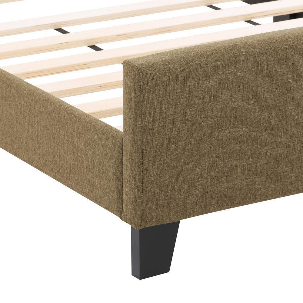 Juniper Twin Clay Brown Fabric Upholstered Bed with Solid Wood Frame