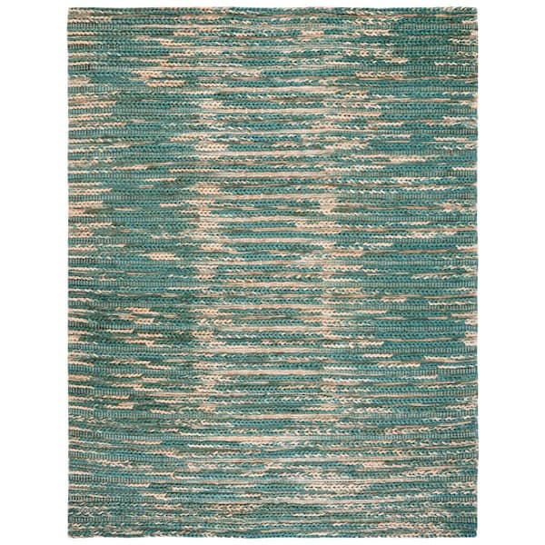 SAFAVIEH Natural Fiber Dark Green/Beige 8 ft. x 10 ft. Braided Marle Area Rug