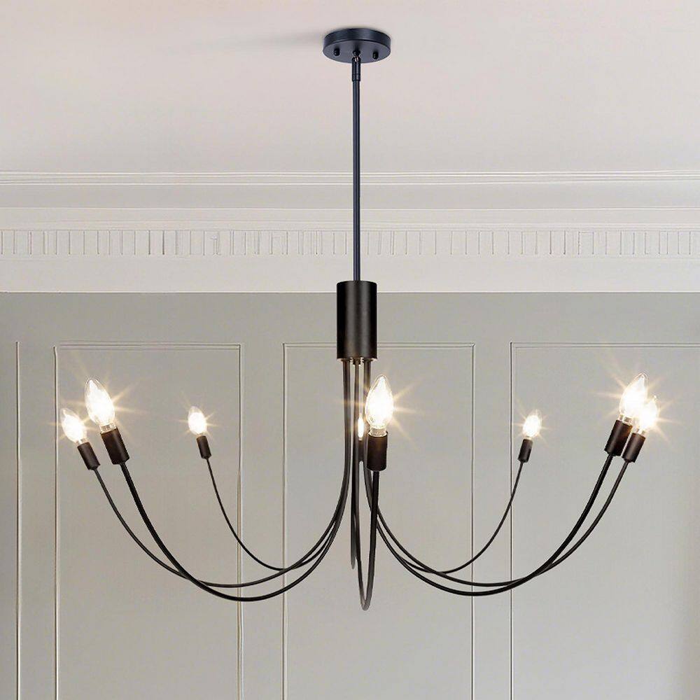 Industrial 41.3 in. Matte Black 8-Light Chandelier Modern Candlestick Branch High Ceiling Light for Living Room price history on PriceWatchPro