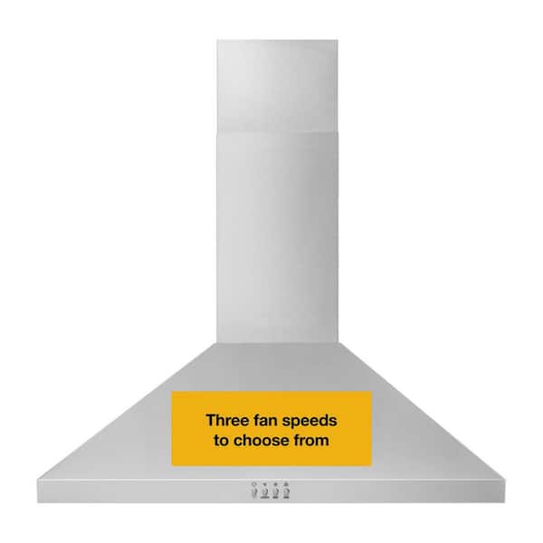 30 in. 400 CFM Chimney Wall-Mount Range Hood with light in Stainless Steel