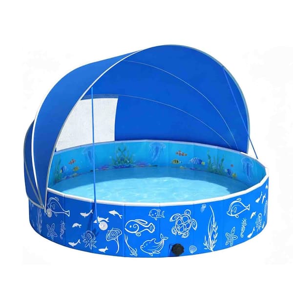 51 in. x 12 in. Foldable Round Kiddie Pool with UPF 50+ Sun Shade