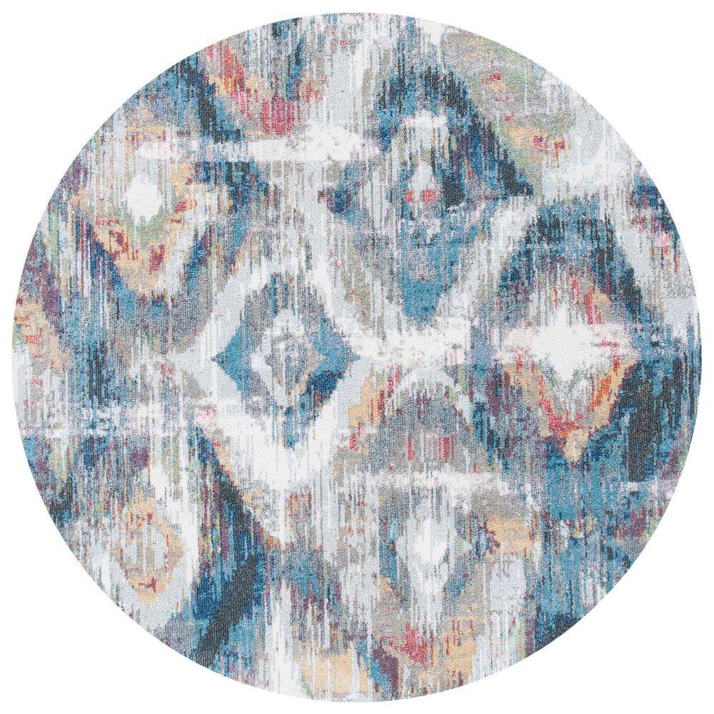 Phoenix 7 ft. x 7 ft. Ivory/Blue Distressed Diamond Round Area Rug price history on PriceWatchPro