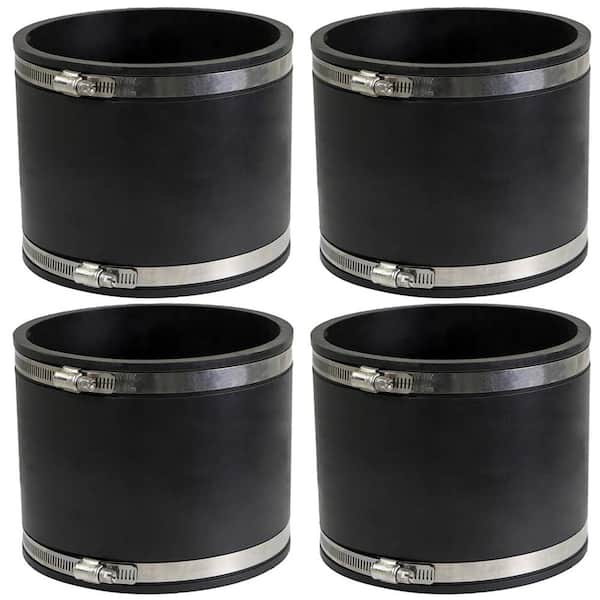 PLUMBFLEX 6 in. PVC Flexible Coupling with Stainless Steel Clamps (Pack of 4)