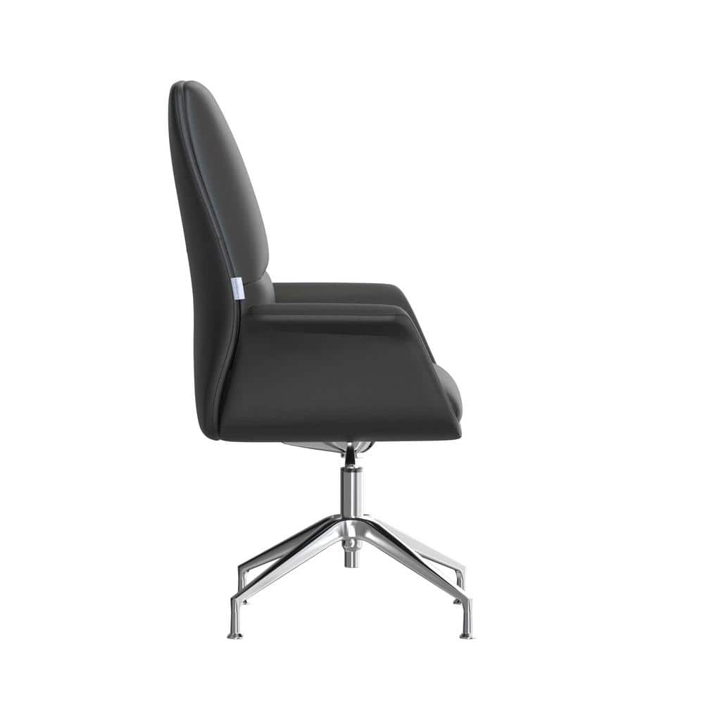 Summit Black Faux Leather Swivel Office Chair with Aluminum Frame