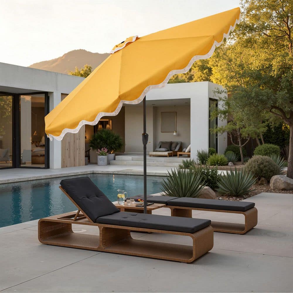 Mirona 10 ft. Market Tilt Patio Umbrella in Yellow with Crank Lift, UV-Resistant Fabric for Backyard Deck Pool