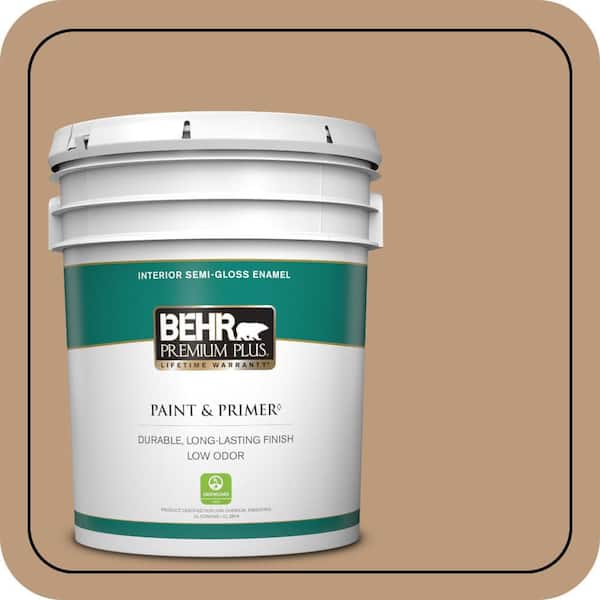 BEHR PREMIUM PLUS 5 gal. #MQ2-03 Key to the City Semi-Gloss Enamel Low Odor Interior Paint & Primer