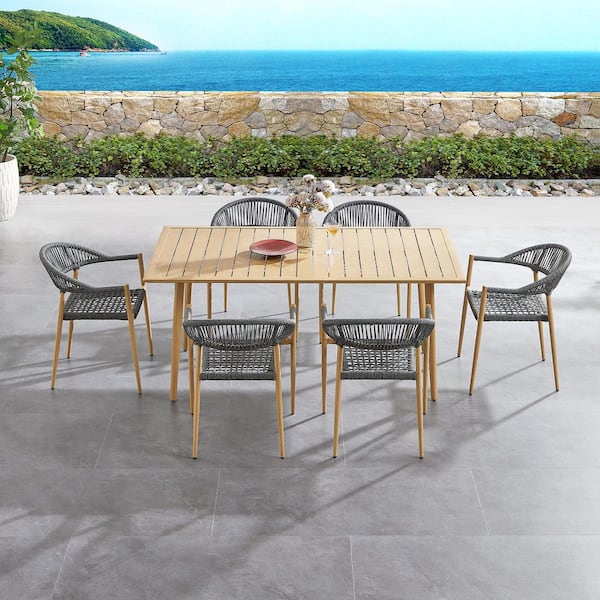 Loto 7-Piece Aluminum Outdoor Serving Bar Set inclue Umbrella Hold