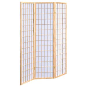 Carrie Natural and White 3-Panel Folding Screen