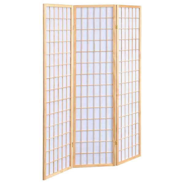 Coaster Carrie Natural and White 3-Panel Folding Screen