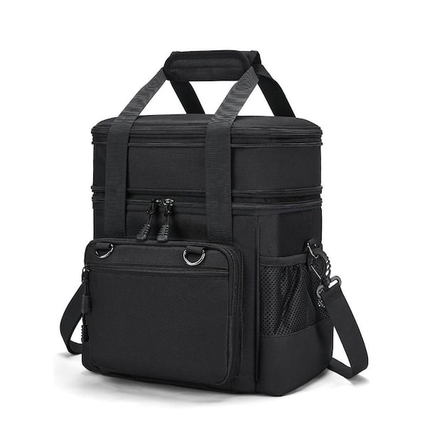 Adrinfly Black Reusable Lunch Bag Set of 1 with Unique Design, Expandable Compartment and Durable Construction