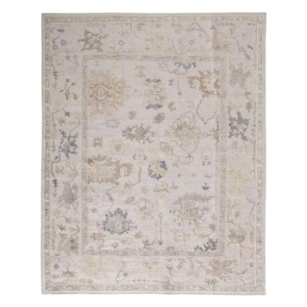 10 ft. x 14 ft. Ivory, Tan, Blue Floral Area Rug