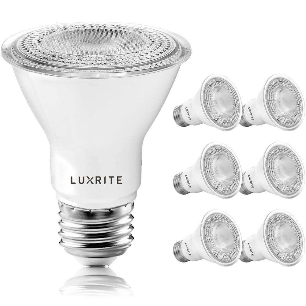 LUXRITE 50-Watt Equivalent PAR20 Dimmable LED Light Bulbs 2700K Warm White Wet Rated (6-Pack) -  LR31600-6PC