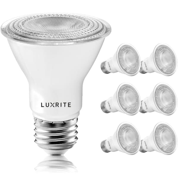 LUXRITE 50-Watt Equivalent PAR20 Dimmable LED Light Bulbs 2700K Warm White Wet Rated (6-Pack)