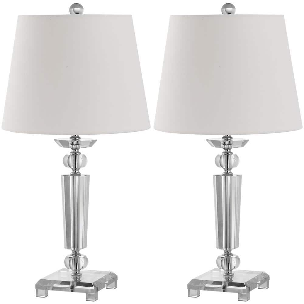 SAFAVIEH Imogene 23 in. Clear Crystal Candlestick Table Lamp with White ...