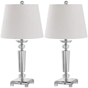 Imogene 23 in. Clear Crystal Candlestick Table Lamp with White Shade (Set of 2)
