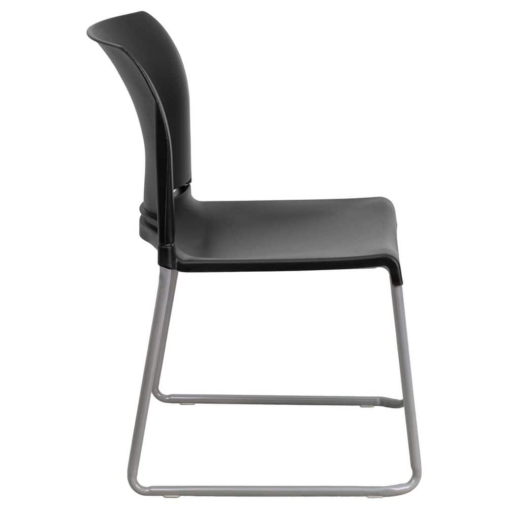 Modern Black Metal Stackable Chair with Polypropylene Seat