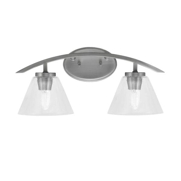 Unbranded Siena 18.25 in. 2-Light Vanity Light Graphite with Clear Bubble Glass Shades