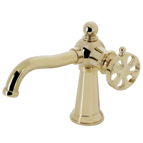 Kingston Brass Belknap Single-Handle Single Hole Bathroom Faucet with Push Pop-Up in Polished Brass