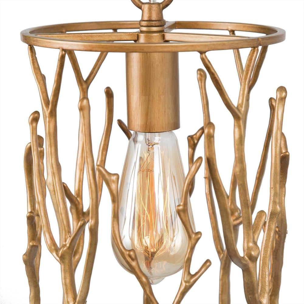 Vintage Gold Drum Metal Pendant Light with Adjustable Chain