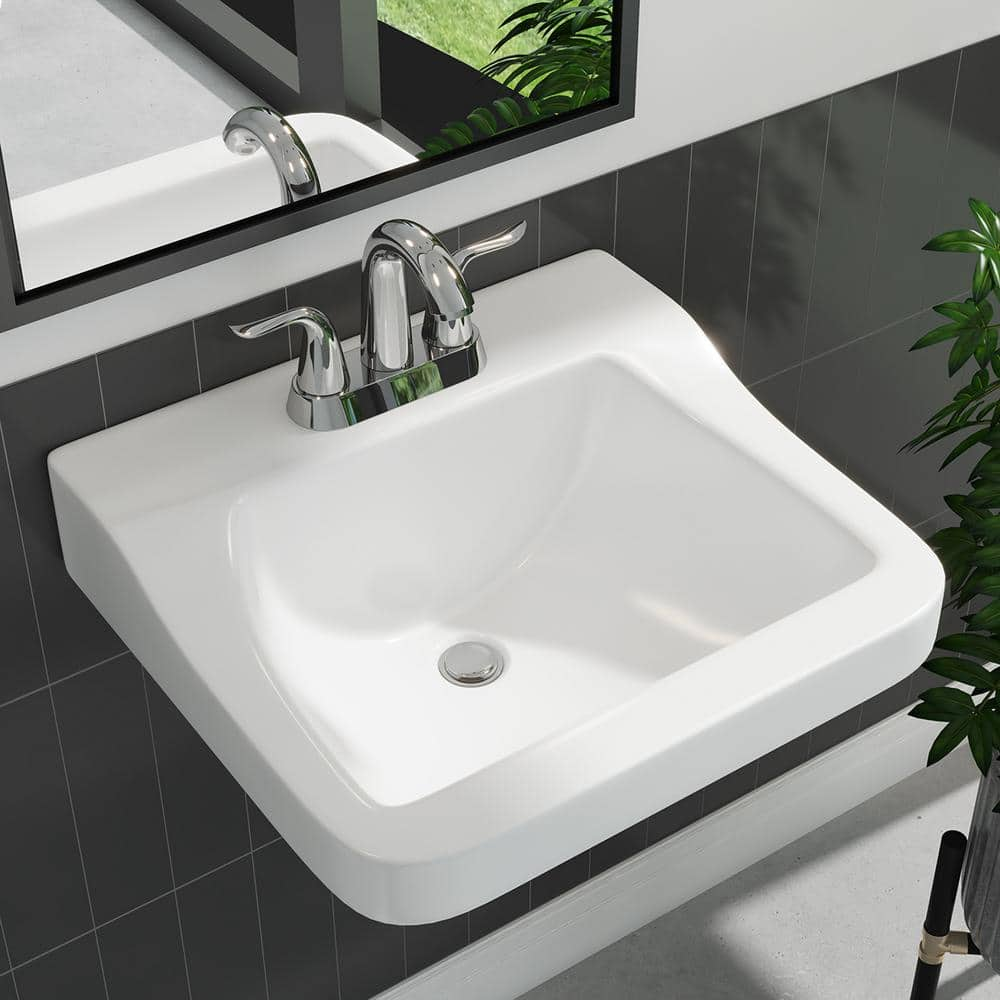 Glacier Bay Aragon 19 in. Rectangular Vitreous China Bathroom Sink in White