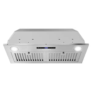 30 in. Insert Range Hood with Soft Touch Controls, 3-Speed Fan, LED Lights and Permanent Filters in Stainless Steel