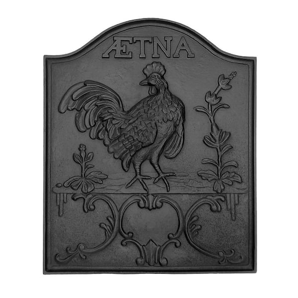 ACHLA DESIGNS 26 in. Tall Black Traditional Cast Iron Aetna Fireback